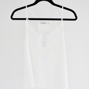 Dex White Double Layered Embroidered Camisole
